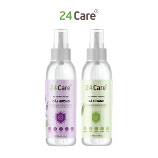 Combo 2 xịt khử mùi tinh dầu Oải hương + Sả chanh 24Care kháng khuẩn - Có công bố của Bộ Y Tế 100ml/chai