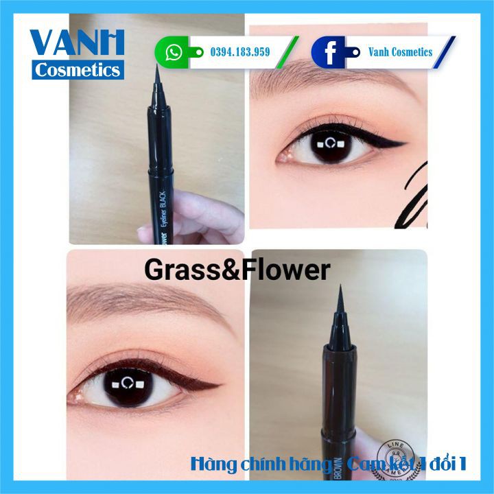 Bút kẻ mắt dạ 02 MÀU NÂU - ĐEN không lem không trôi Grass & Flower Eyeliner Hàn Quốc - 𝗩𝗮𝗻𝗵 𝗖𝗼𝘀𝗺𝗲𝘁𝗶𝗰𝘀 | BigBuy360 - bigbuy360.vn