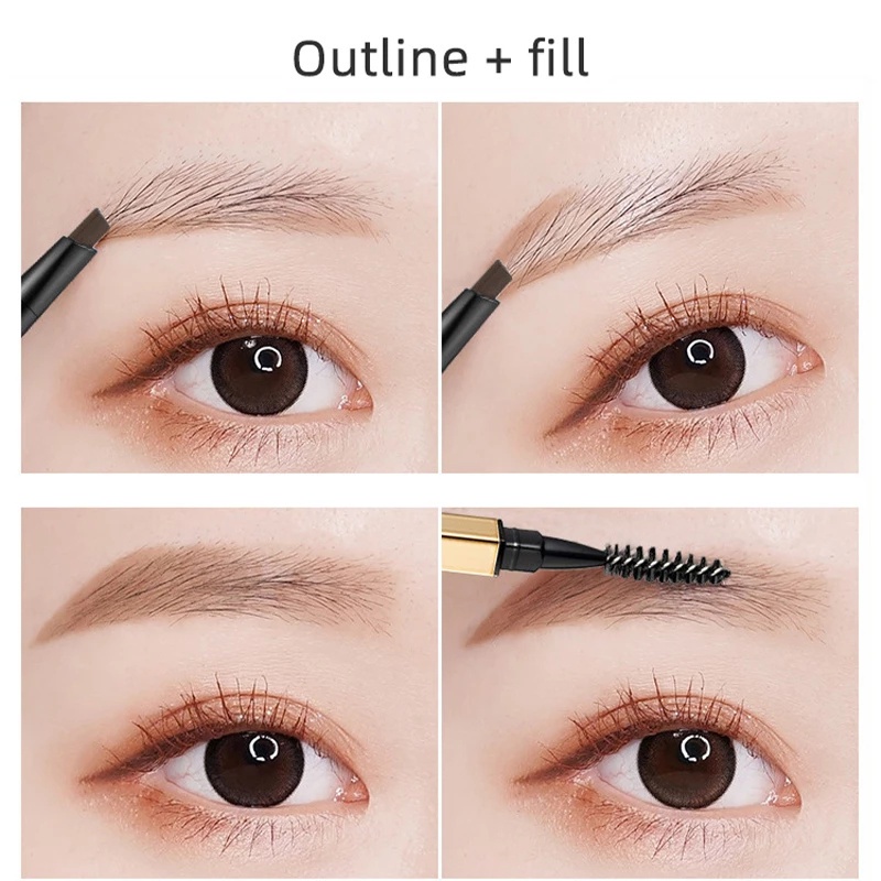 1 Bút Kẻ Lông Mày Hai Đầu Màu Đen / Nâu Tự Nhiên Lâu Trôi Chống Thấm Nước
