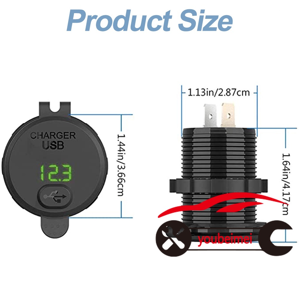 1 Tẩu Sạc Nhanh USB 3.0 12V 24V Có Công Tắc Hiển Thị Điện Áp Cho Xe Hơi / Xe Máy / Xe Tải RV