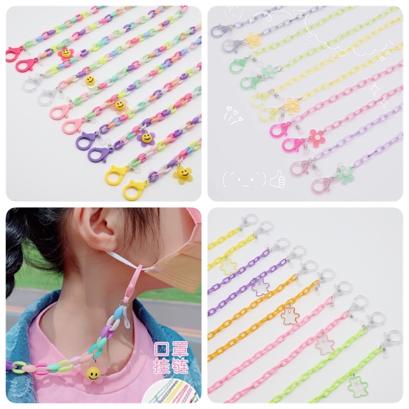 Dây đeo khẩu trang charm gấu-hoa