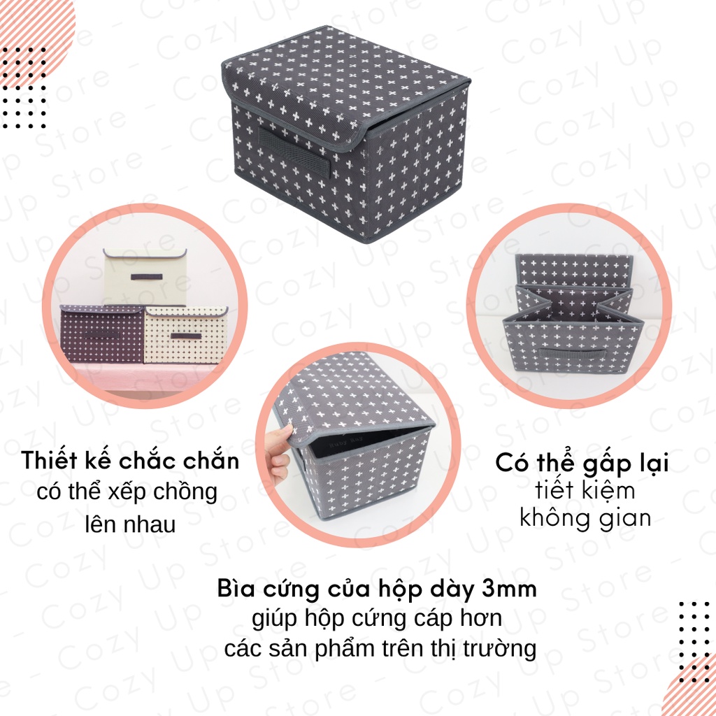 Hộp vải Đựng Quần Áo Có Nắp Gấp Gọn Tiện Lợi  -  35x25x25cm