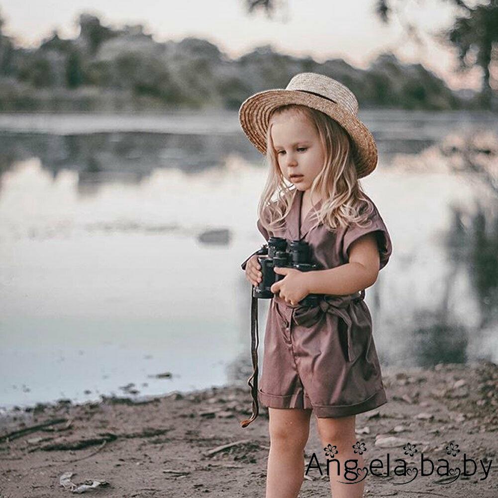 Bộ áo liền quần không tay màu trơn đáng yêu cho bé