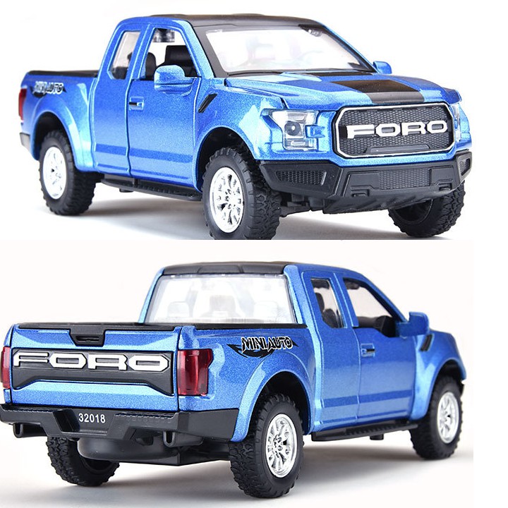 Xe mô hình Ford F150 Raptor tỷ lệ 1:32 bằng sắt có âm thanh động cơ và đèn mở cửa xe