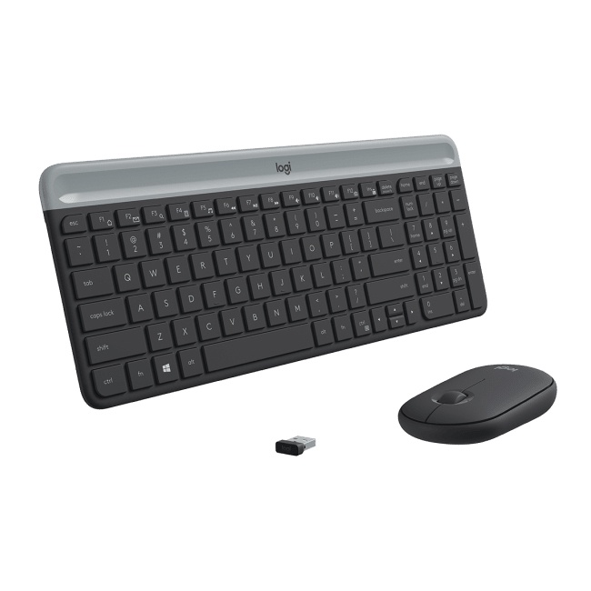 Bàn phím chuột Logitech MK470 Slim - Kết nối không dây - giảm tiếng ồn khi làm việc, Hàng chính hãng, tặng kèm lót chuột