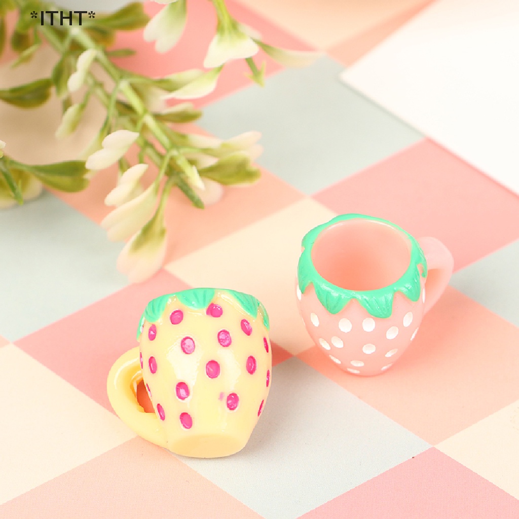 Bộ 2 Ly Nước Mini Bằng Nhựa Resin Tỷ Lệ 1: 12 Dùng Trang Trí Nhà Búp Bê