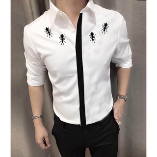 [SIÊU ĐỘC] Áo Sơ Mi Nam Trắng Họa Tiết Kiến Siêu Chất | Hàng Đẹp