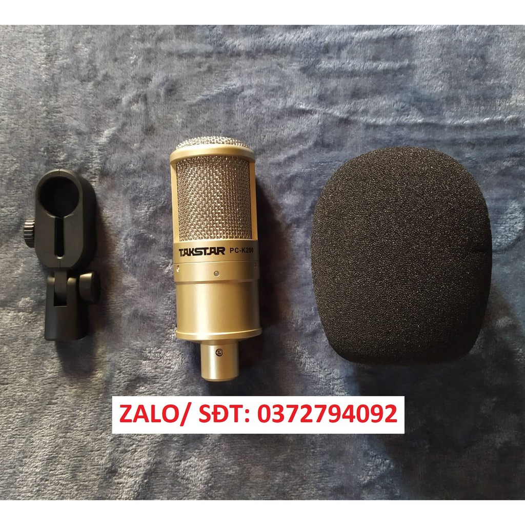 COMBO bộ mic thu âm takstar PC-K200 và sound card K10, chân kẹp, màng lọc tặng tai nghe 9