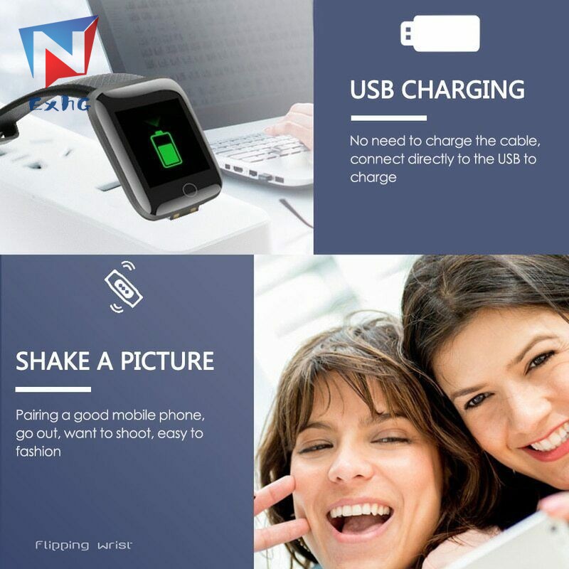 116 Plus Smart Watch Blood Pressure Heart Rate Monitor Waterproof Fitness Tracker Watch Smart Band