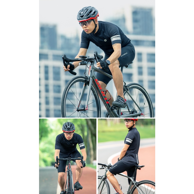 Bộ quần áo đạp xe đạp ROCKBROS màu đen thoáng khí thời trang mùa hè cho nam nữ
