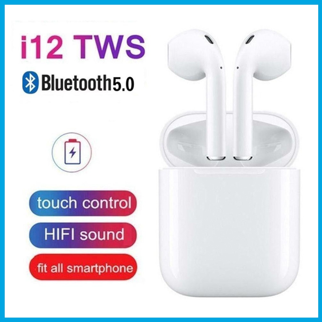 Tai nghe Bluetooth không dây Inpods i12 TWS điều khiển cảm biến âm thanh HIFI cho Android iOS