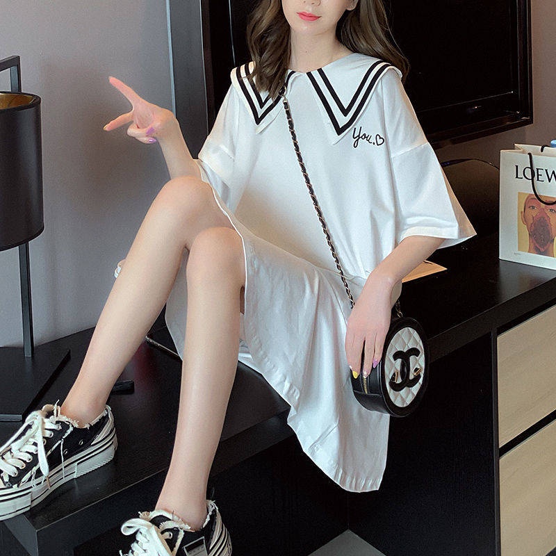 Váy babydoll Áo Thun Tay Ngắn Cổ Búp Bê Phong Cách Nhật Bản Thời Trang Mùa Hè Cho Nữ 100kg