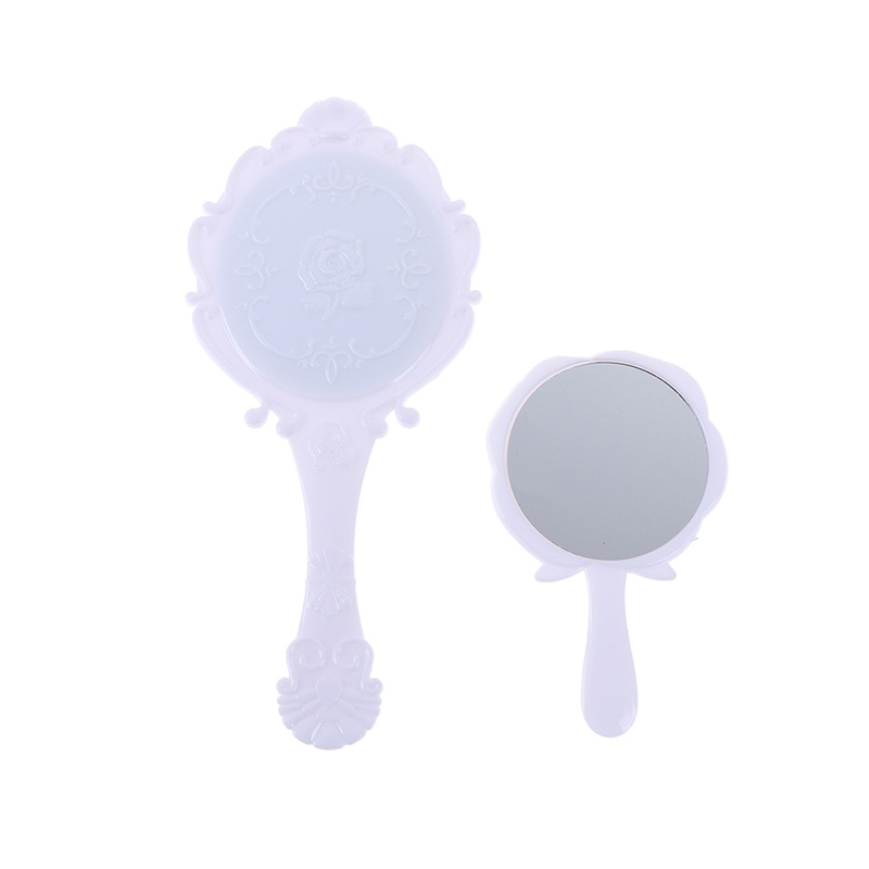 (Hàng Mới) Gương Trang Điểm Cầm Tay Họa Tiết Hoa Cổ Điển