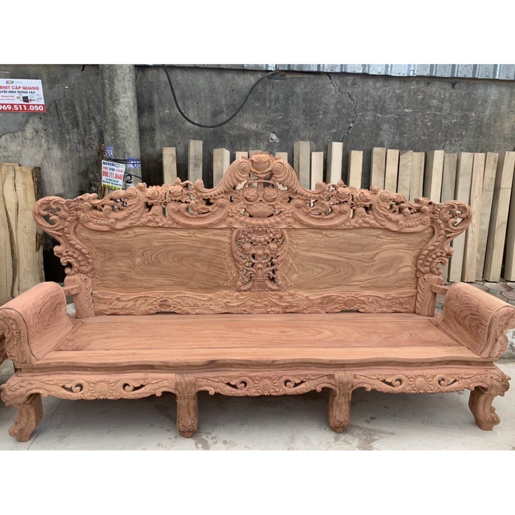 Bộ bàn ghế Hoàng Gia gỗ hương đá tay dấu hỏi mới