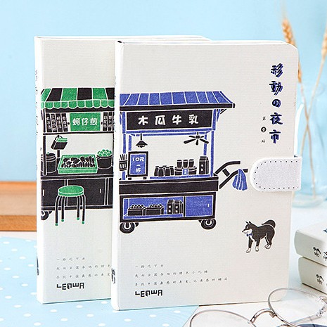 Sổ tay B6 đẹp mẫu bìa chợ đêm di động. Sổ bullet journal 256 trang