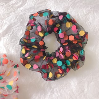Buộc tóc scrunchies kẹo ngọt chấm bi