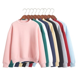 Xj-xj-áo Sweatshirt Chui Đầu Cỡ Lớn Bằng Lông Cừu Dày Ấm Áp Màu Trơn Phong Cách Mới Mùa Thu Đông CC
