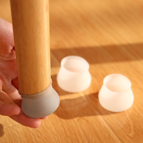 Bọc chân ghế silicon dẻo chống trơn trượt bảo vệ sàn nhà tránh gây tiếng ồn khi di chuyển bàn ghế màu trắng hồng