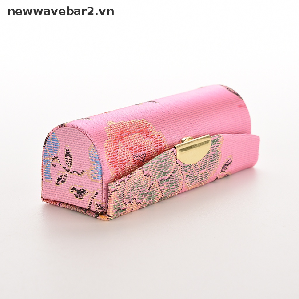 [newwavebar] Hot Hộp Đựng Son Môi Thêu Hoa Thổ Cẩm Cổ Điển Có Gương