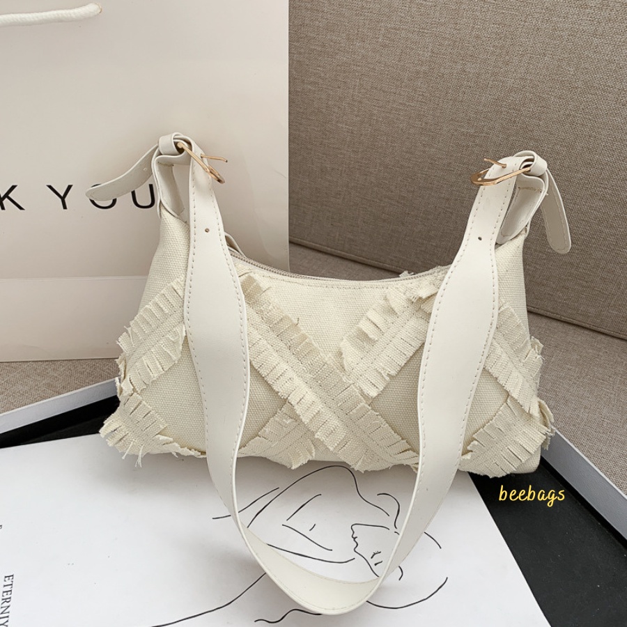 Túi Đeo Vai Họa Tiết Tua Rua Màu Trắng, Đen Cá Tính | TX33 | Túi Nữ Phong Cách Hàn Quốc Phù Hợp Đi Chơi, Cafe Và Dự Tiệc