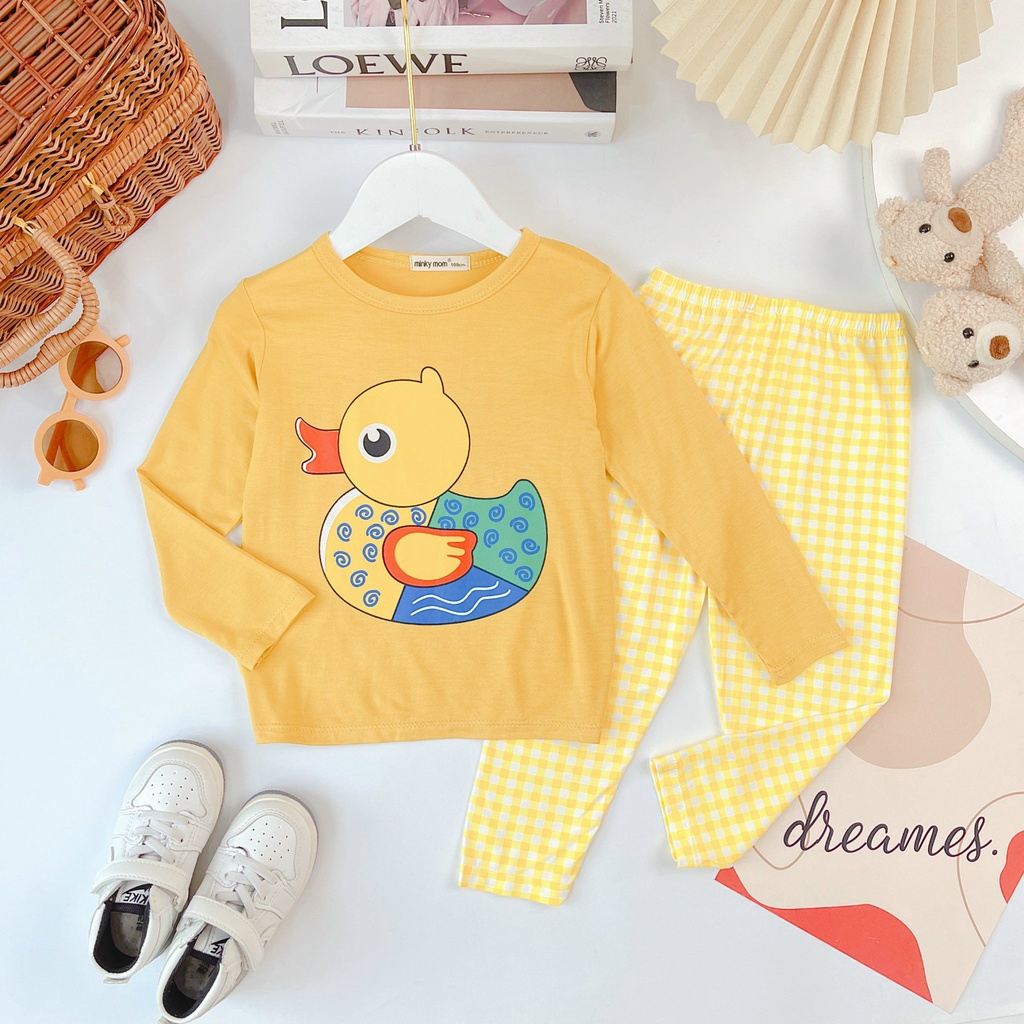 SALE BỘ THUN LẠNH DÀI TAY MINKY MOM QUẦN KARO CHO BÉ SIZE 8-28KG(DTKR)