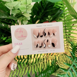 ( Ảnh thật kèm video ) Mẫu nail box khách đặt kẻ vẽ đen trắng