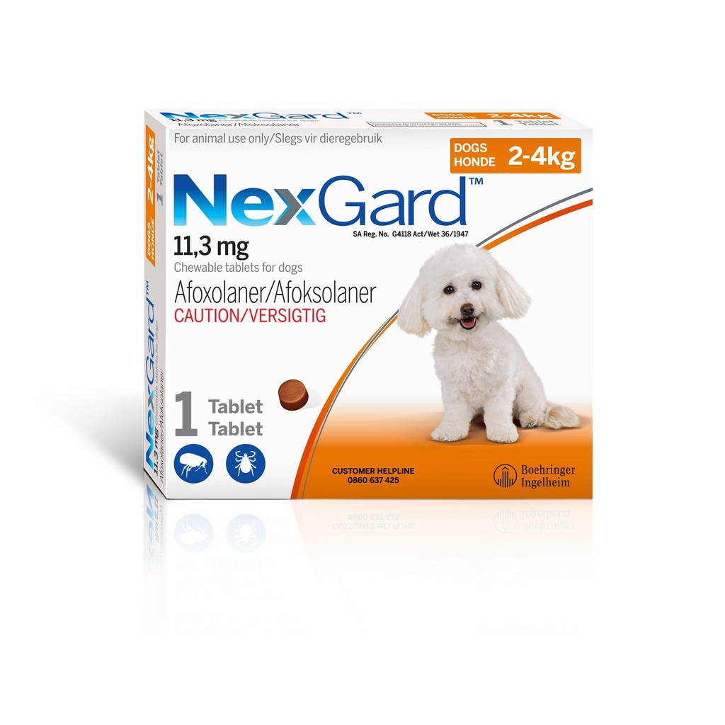 viên nhai NEXGARD vị bò 2-4kg loại bỏ ve, ghẻ, bọ chét.