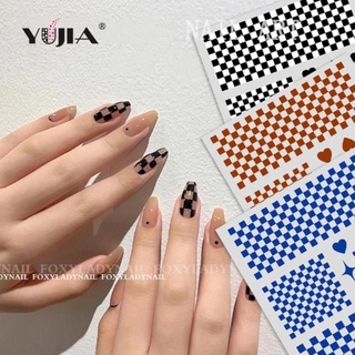  Miếng dán móng tay 3D nail sticker hình kẻ ca rô - Hoangquy.233 