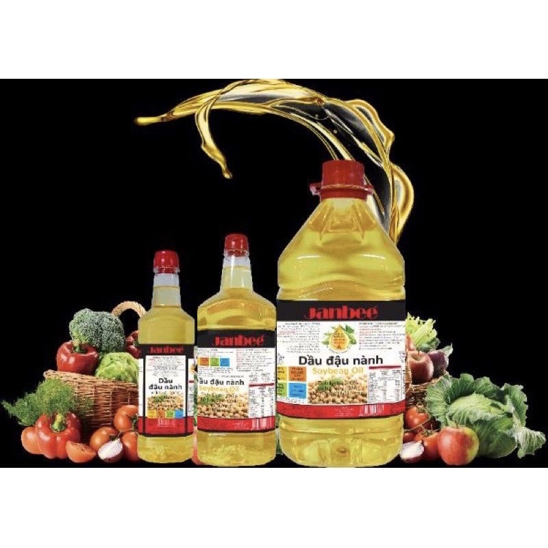 Combo Dầu ăn Đậu nành Janbee (1 chai 1L và 1 chai 5L)