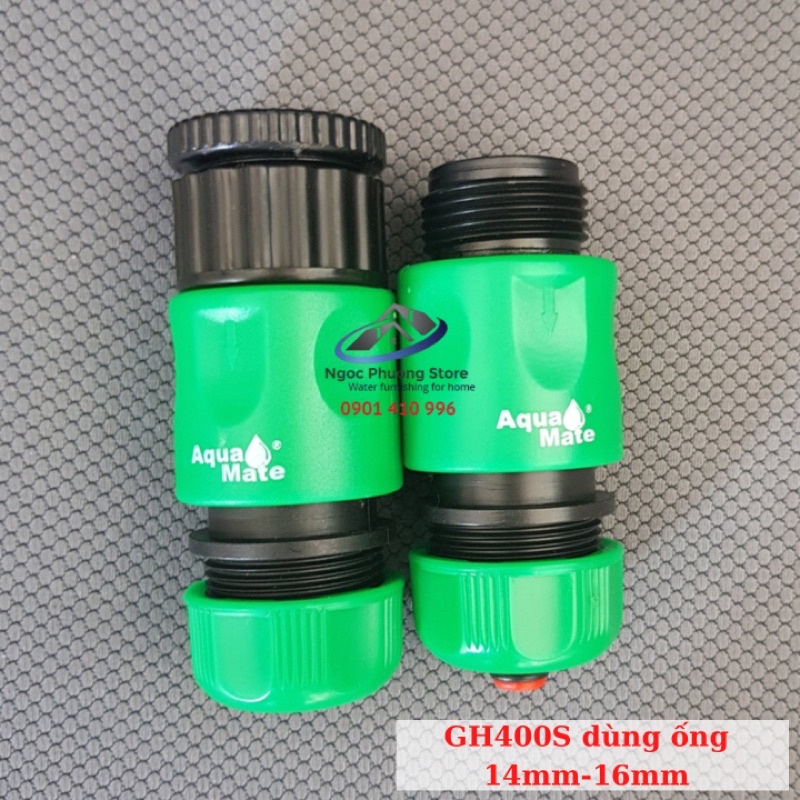 Cút nối nhanh nối ống mềm 14mm-21mm với vòi nước và thiết bị tưới nông nghiệp AQUAMATE ĐÀI LOAN - Mã GH400S & GH600S