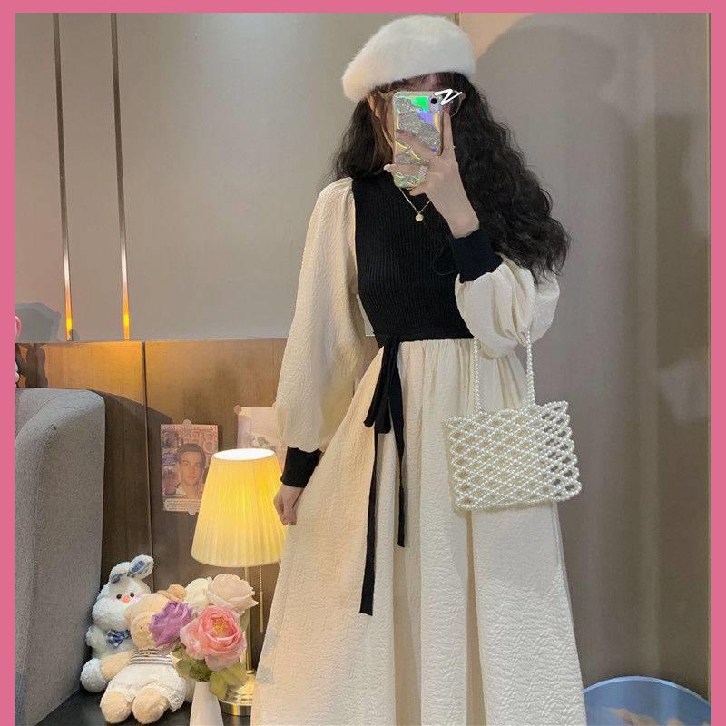 Váy babydoll váy dài đầm babydoll váy dài tay thu đông Đầm Dáng Chữ váy mùa đông váy thu đông A Dáng Rộng Phong Cách Ngọt Ngào Thời Trang Thu Đông Mới Cho Nữ