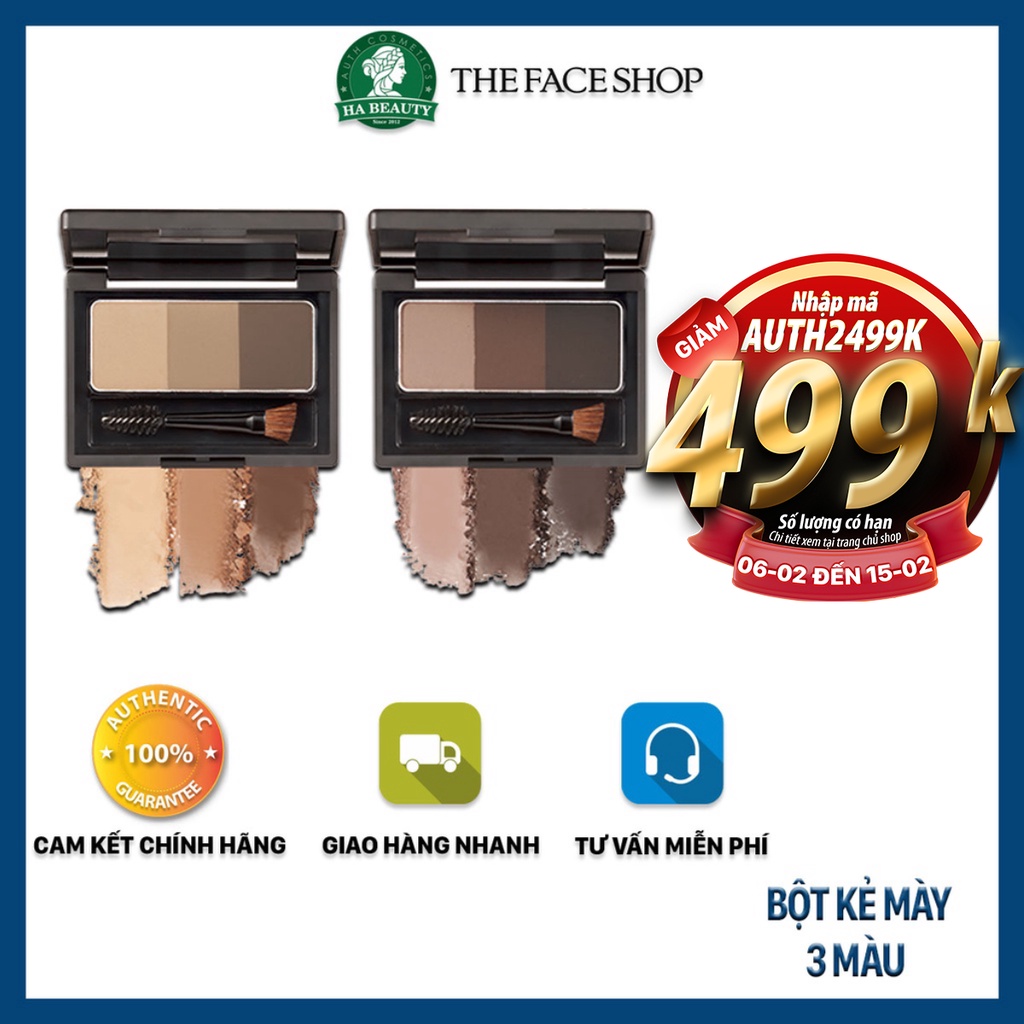 Bột kẻ mày 3 màu dùng để tán lông mày chân mày The Face Shop Brow Master Powder Pallate 4.5g