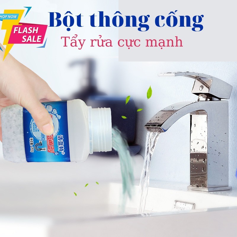 Bột thống cống, thông tắc nhà vệ sinh, chậu rửa bát và đường ống cống lâu ngày do các mảng bám mỡ tích tụ.