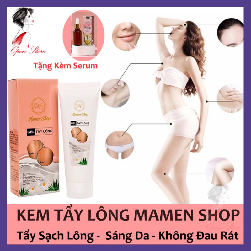 Kem Tẩy lông MamenShop Triệt Sạch Các Loại Lông Ria Mép Vùng Nách Vùng Kín Bikini Chân Tay Body Chính Hãng Không Đau Rát