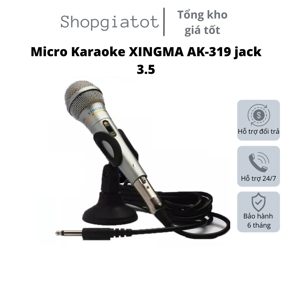 Mic Hát -Micro Karaoke XINGMA AK-319 Cao Cấp Jack 3.5 mm Nhỏ Gọn Âm thanh Lọc Âm tốt- Bảo hành chính hãng