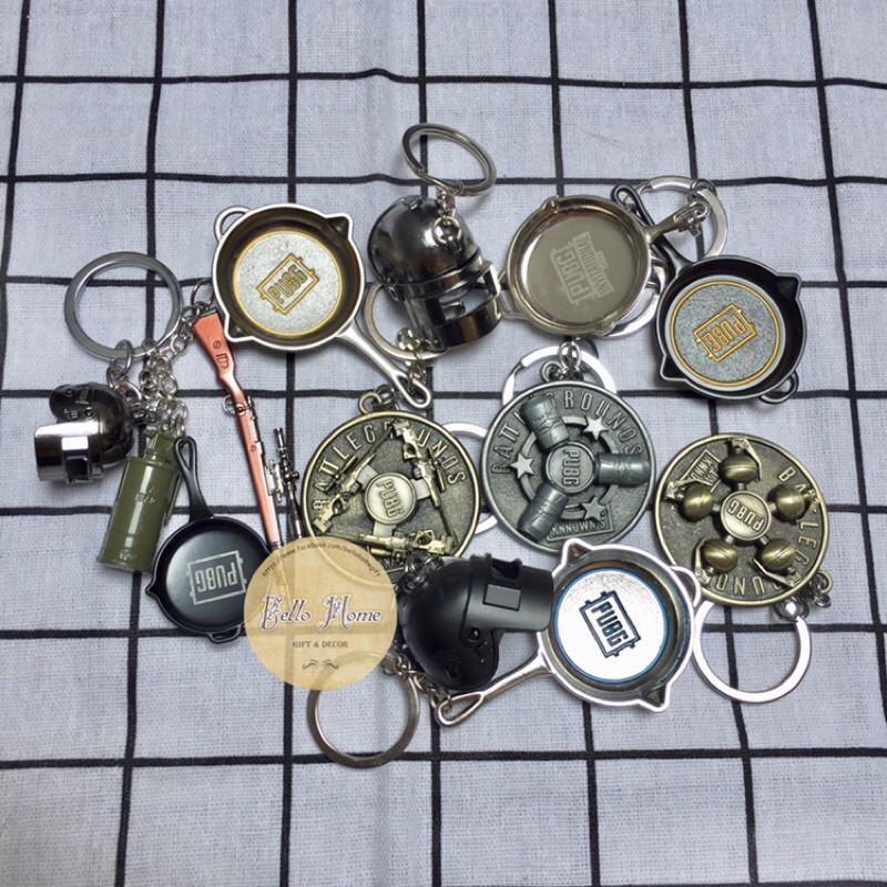 Móc Khoá PUBG Mũ Nón Chảo Bàn Xoay Bom Mìn PUBG Nhiều Mẫu - Ảnh chụp thật