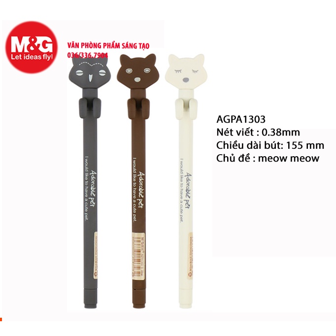 Bút hình mèo siêu cute chất lượng tốt nét mảnh 0.35 và 0.38 chính hãng M&G