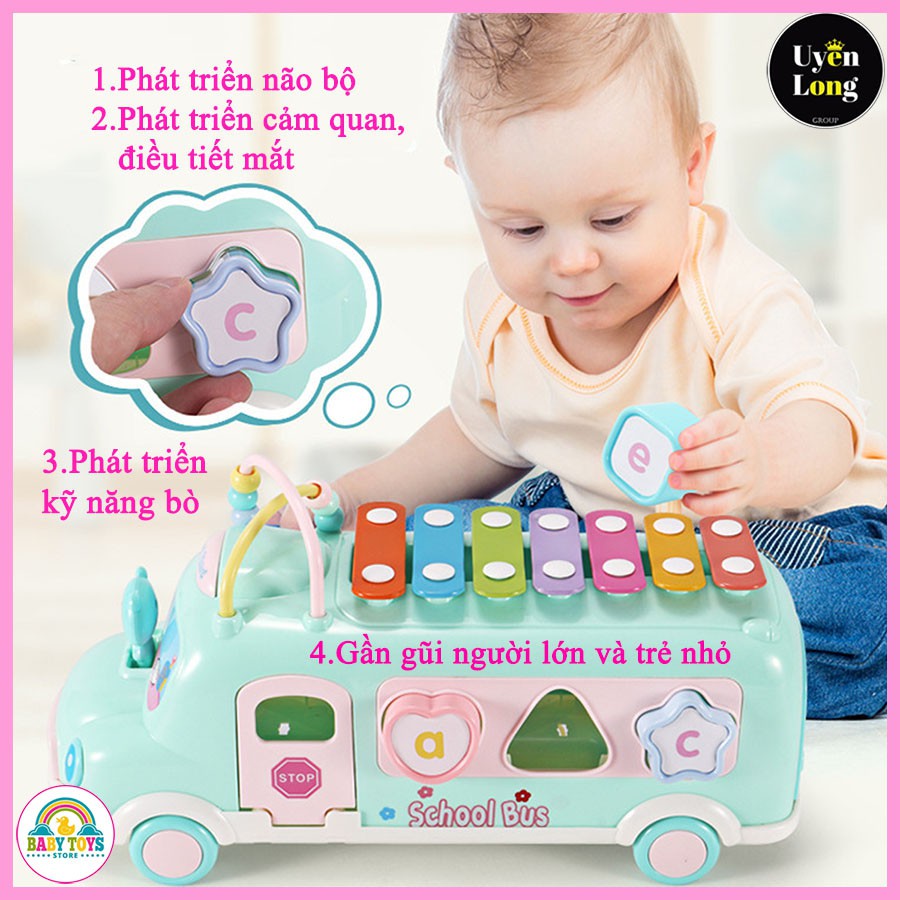 Đồ Chơi Xe Buýt Kèm Nhạc Cụ, Hình Khối Cho Bé (Hàng Nội Địa Cao Cấp)