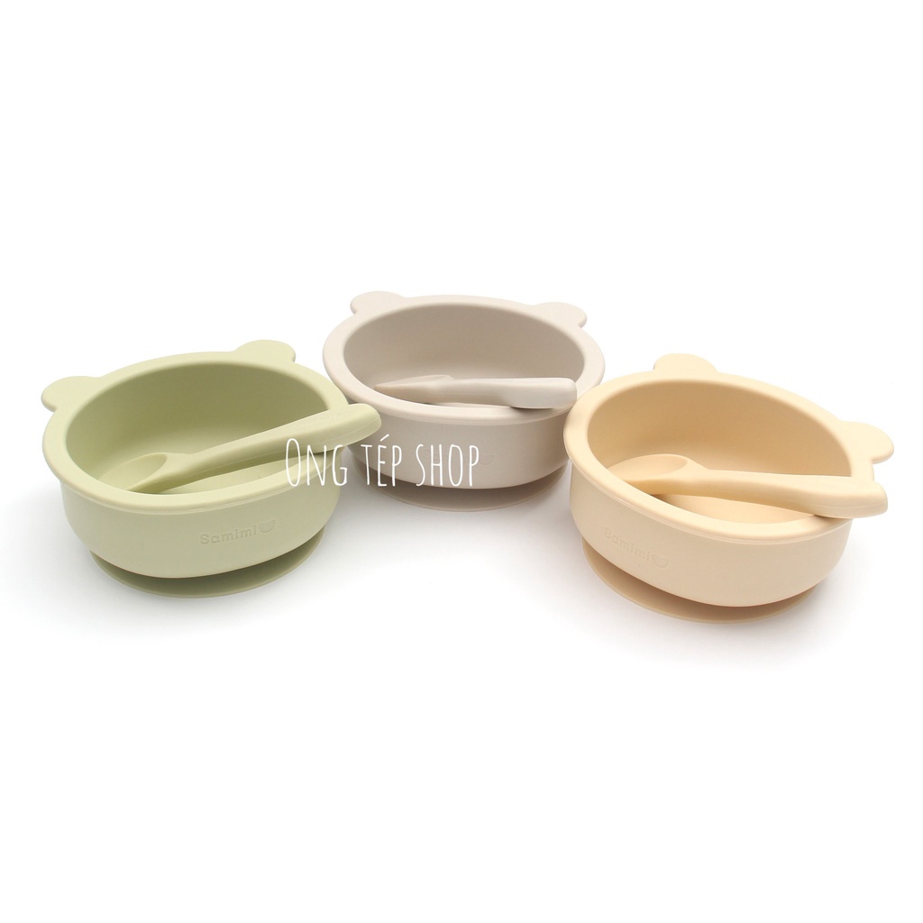 Set ăn dặm silicon cho bé: bát ăn dặm silicon, muỗng silicon, khay silicon chống lật, yếm silicon, cốc tập hút silicon