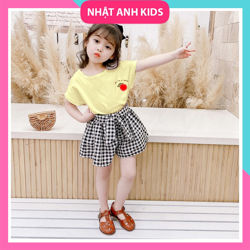 [SIÊU HOT] Set Áo Thun Cộc Tay + Quần Váy Caro phong cách Hàn Quốc CỰC XINH cho bé gái (8-18kg)