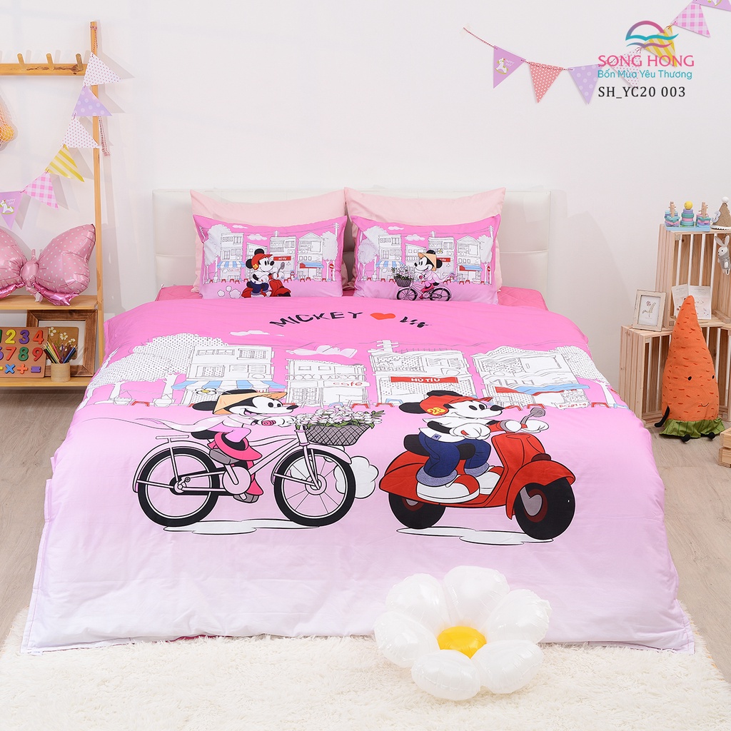 Bộ chăn ga gối trẻ em 1.2*2m dòng Disney - Sông Hồng chính hãng - Chất cotton