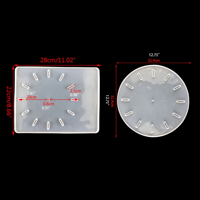 Khuôn silicone hình đồng hồ tròn/vuông dùng để làm đồ trang trí DIY