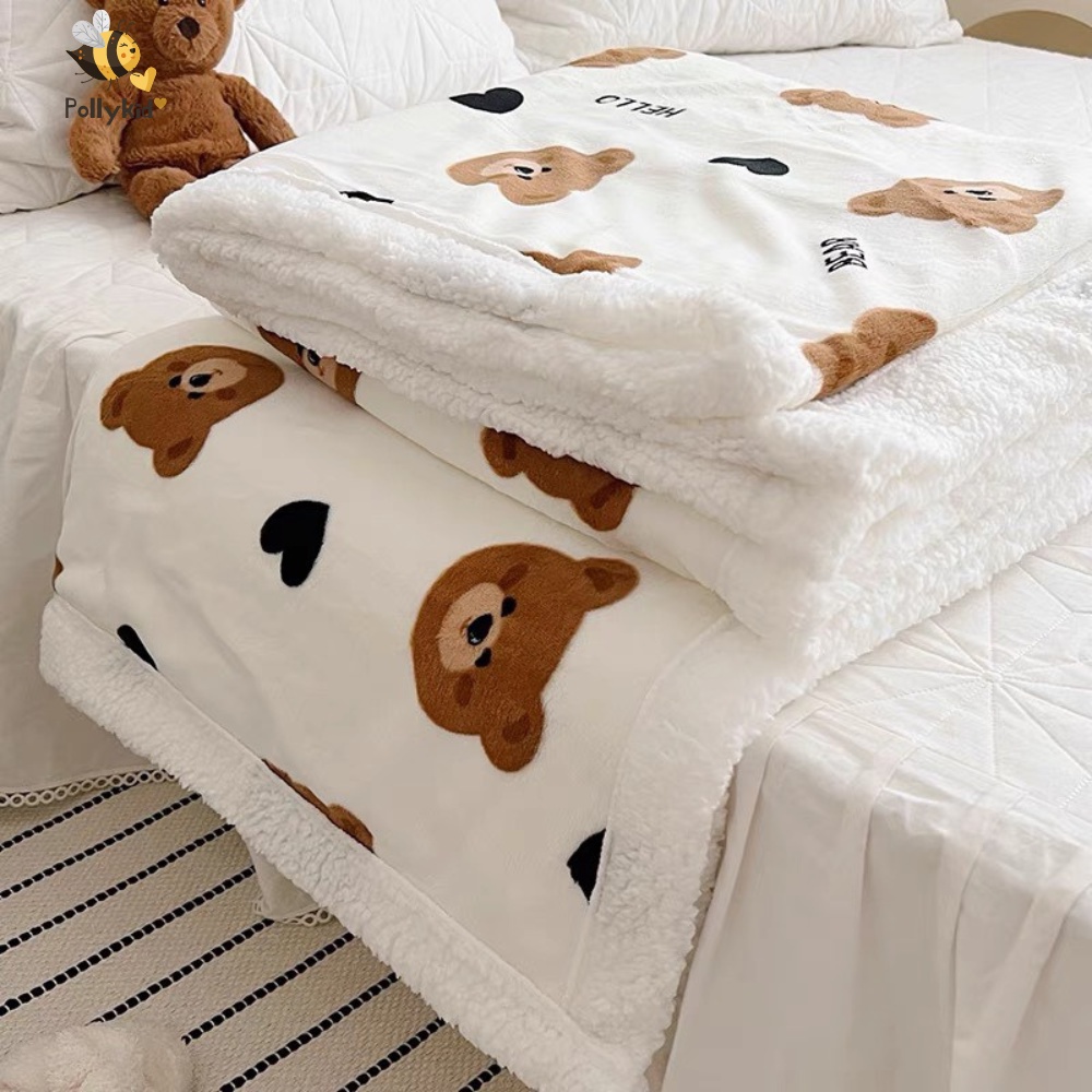 Chăn Nhung Lông Cừu Cho Bé Nhiều Màu Đáng Yêu- Kích Thước 100*150 - Siêu Dày Dặn Mềm Mịn Giữ Ấm Polly Kids - HT654