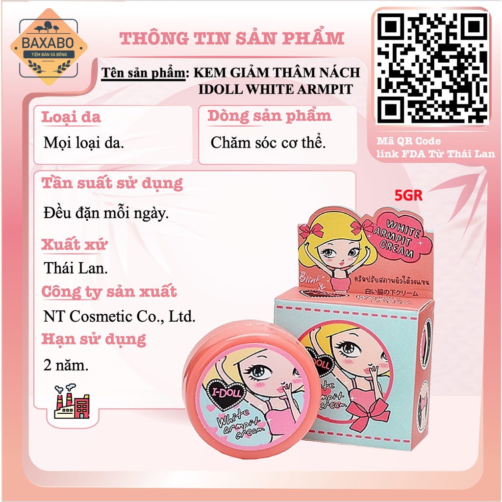 KEM GIẢM THÂM NÁCH IDOLL WHITE ARMPIT CREAM THÁI LAN - GIẢM THÂM NÁCH, BẸN, KHUỶ TAY, ĐẦU GỐI - CHE TÊN SẢN PHẨM
