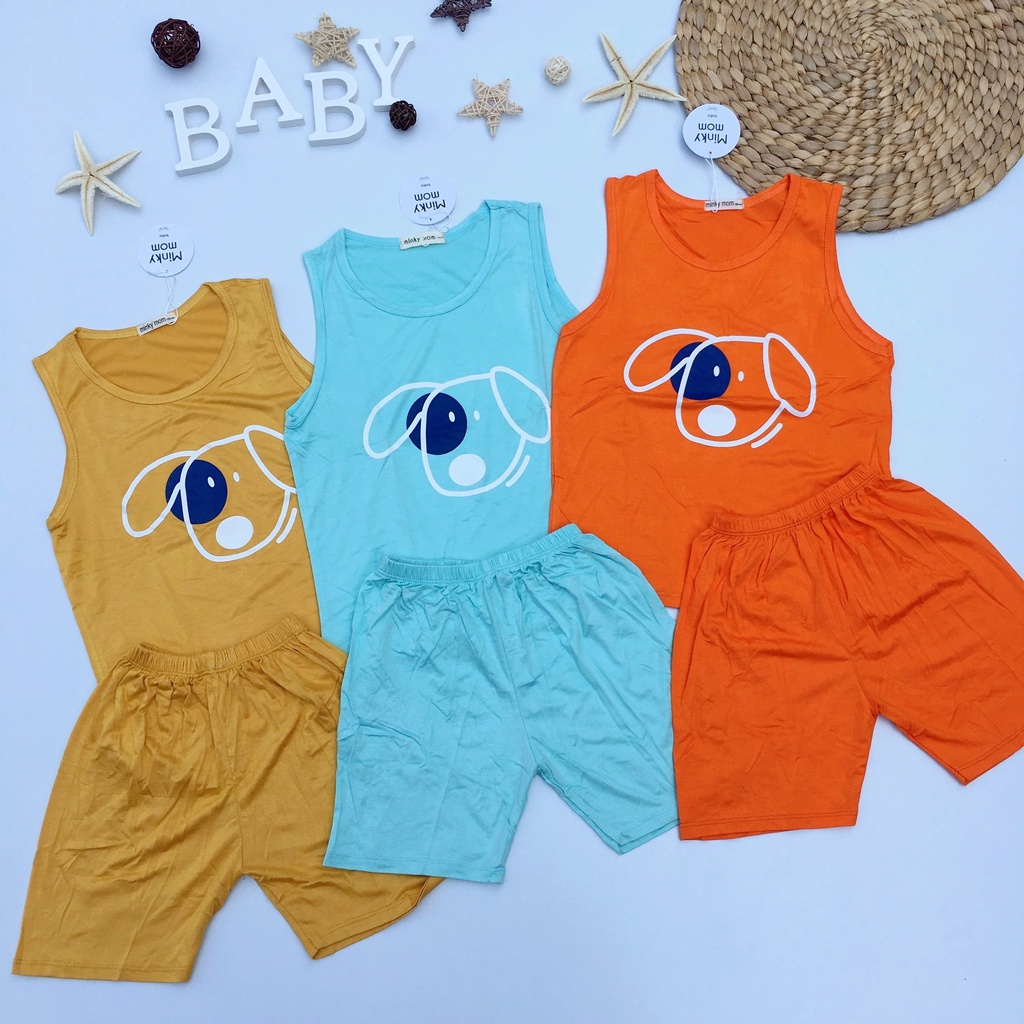 [Bé 20-32kg] Bộ Ba lỗ thun lạnh SIZE ĐẠI 18-32kg Minky Mom cho bé trai bé gái từ 20-32kg - Mẫu Cún
