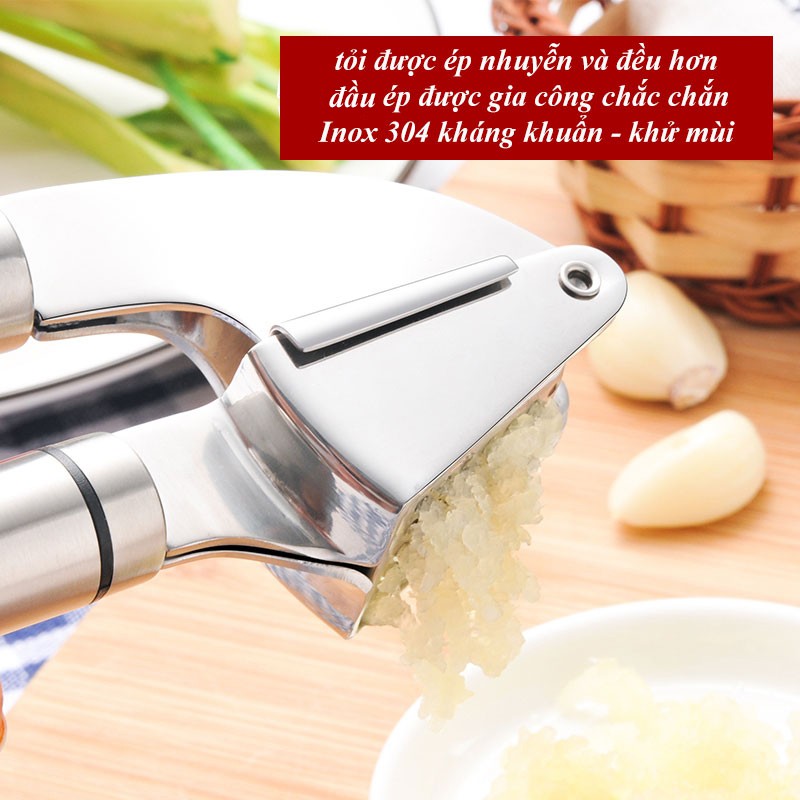 Dụng cụ ép tỏi cầm tay đa năng Inox 304 - hàng cao cấp bảo hành trọn đời không gỉ sét