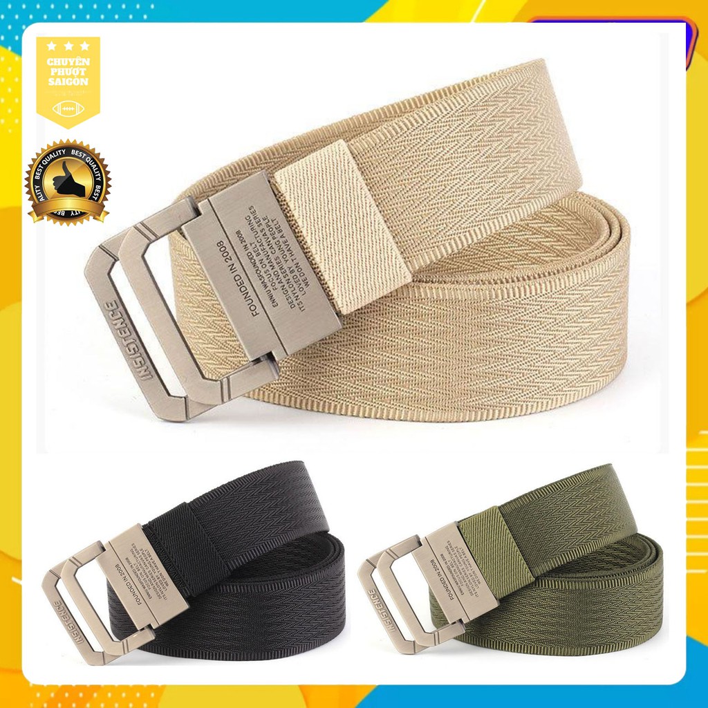 THẮT LƯNG NAM THỜI TRANG VẢI CANVAS GÀI 2 THANH KIM LOẠI THƯƠNG HIỆU ENNIU 13Y INSISTENCE