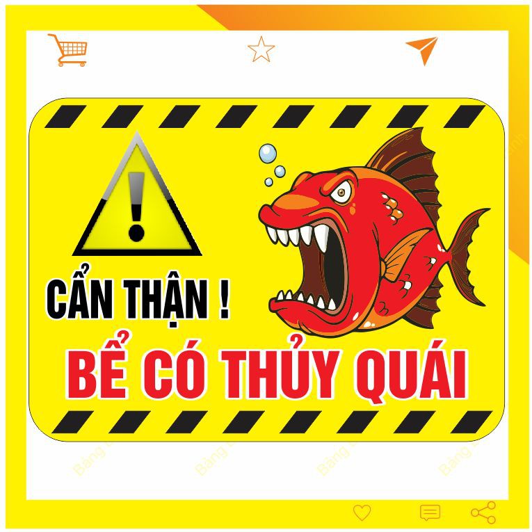 Tranh bể cá tem dán cảnh báo hài hước mã BCTQ