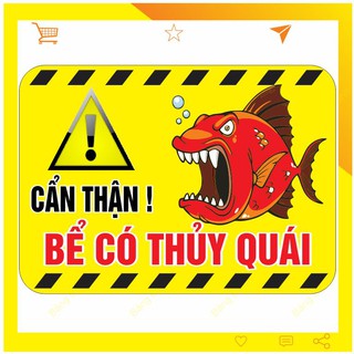 Tranh bể cá tem dán cảnh báo hài hước mã BCTQ