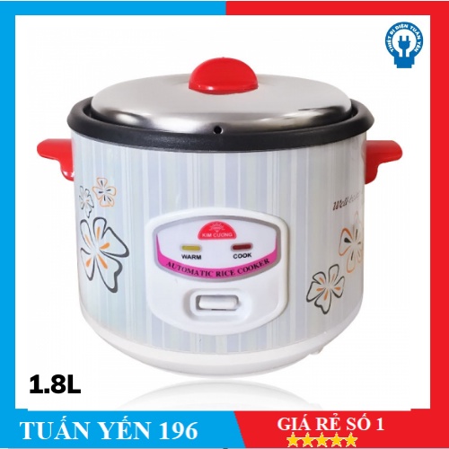 [GIAO HỎA TỐC 1H] Nồi Cơm Điện 1.8 Lít Kim Cương Nắp Rời KC 1.8L - Hàng Chính Hãng (Bảo Hành 12 Tháng)